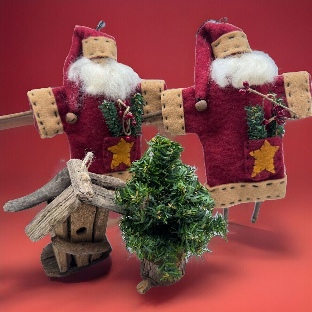 Honey And Me 2 Vintage Santas With‎ Old Price Tags Still On Them Primitives